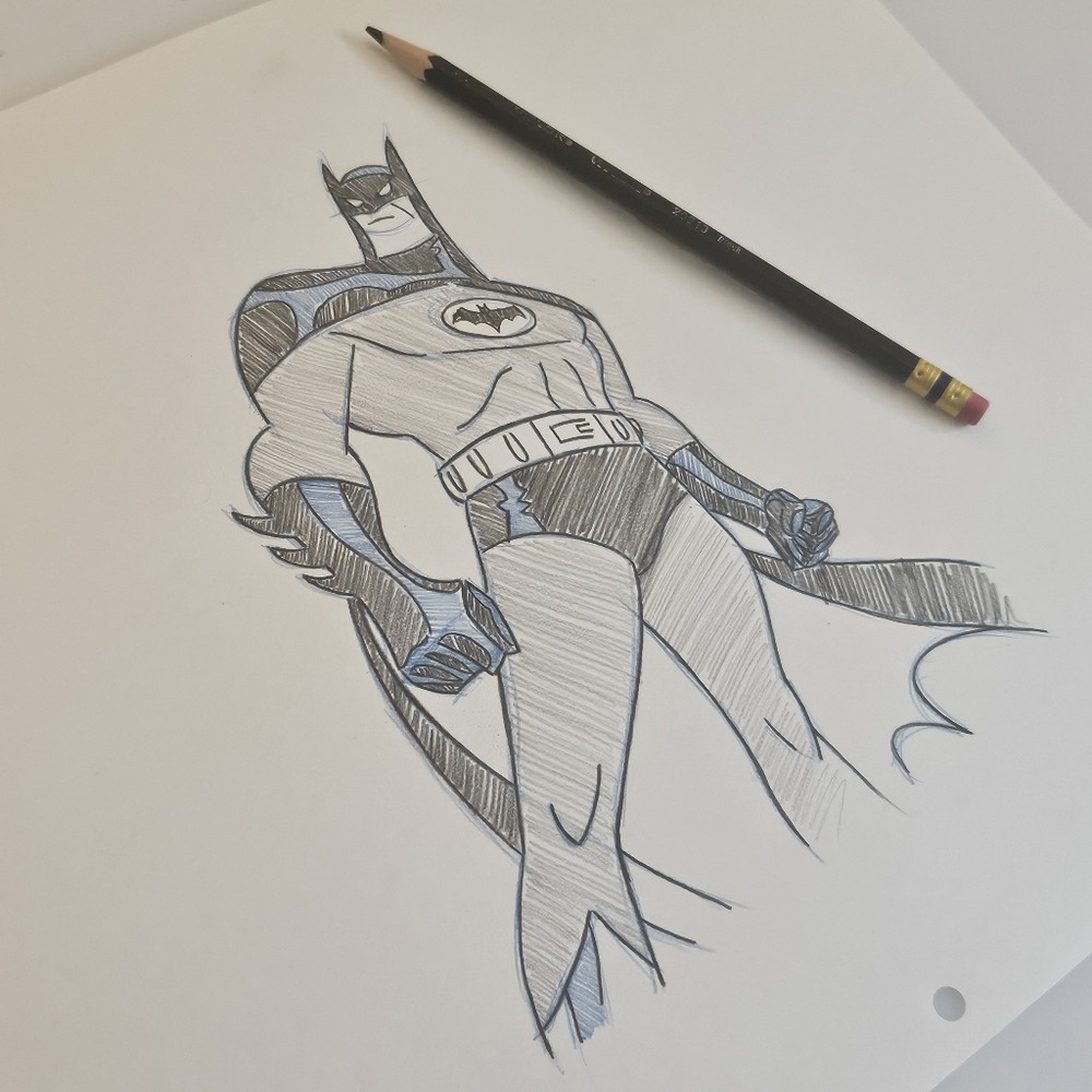 Batman Dark Knight DC Comics drawing/sketch WB animation hand made art signed - Picture 2 of 6